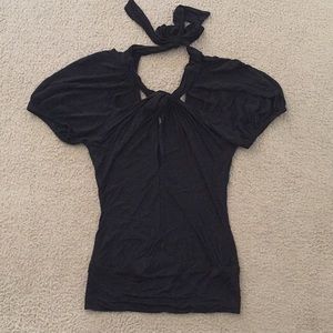 ๐ฅBebe Black Top with cutouts/ Tie neck size: XS